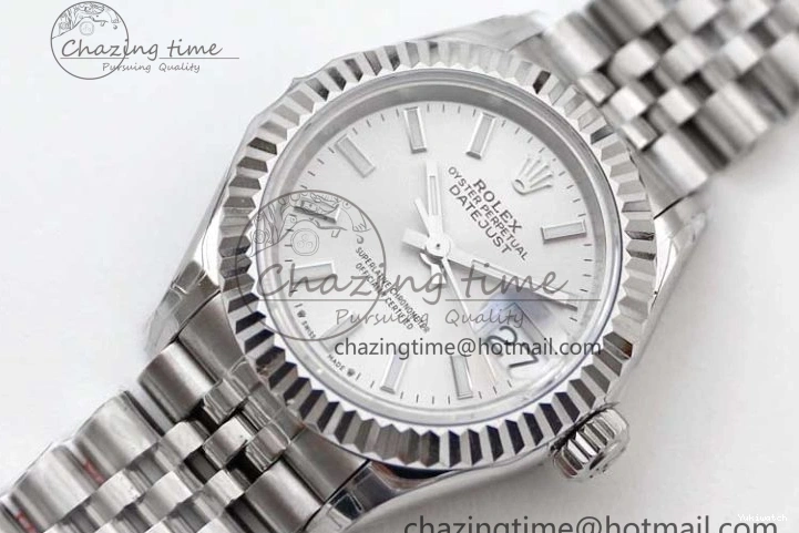 Dial Steel DateJust 28 SS Silver 1:1 NH05 Bracelet 904L on TWF President Best Lady Edition 0207